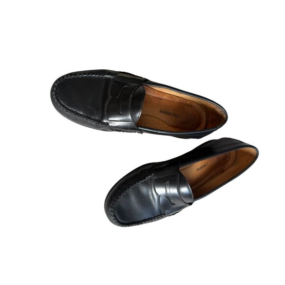JOHNSTON & MURPHY Black Leather Oxford Slip On Dress Loafers Size 11 - Picture 8 of 8